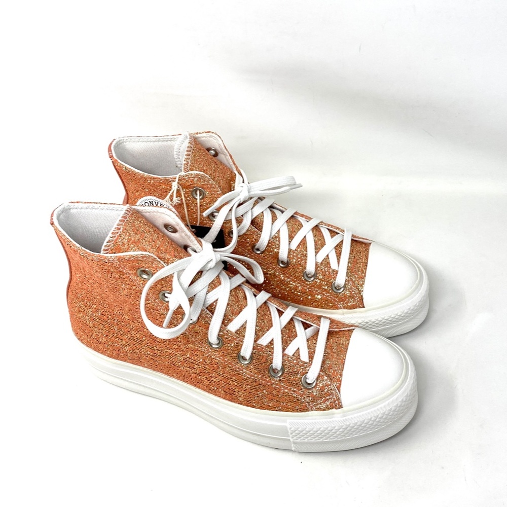 Converse CTAS Lift Platform High Top Gold Women Canvas Size Sneakers 570984C - Picture 7 of 9